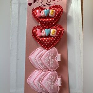 New 4pk Princess Accessories Valentine’s Day hair clips